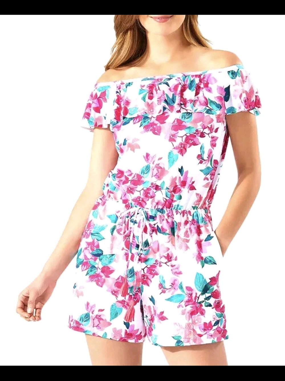 Tommy Bahama Bougainvillea off-the-shoulder Swim Cover Up Romper Women's Small